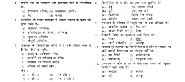 RAS Previous year Question paper pdf in Hindi