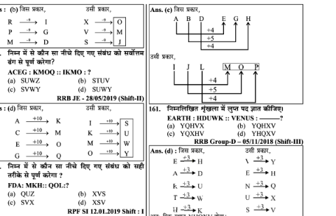 RRB Technician Reasoning MCQS notes in Hindi pdf