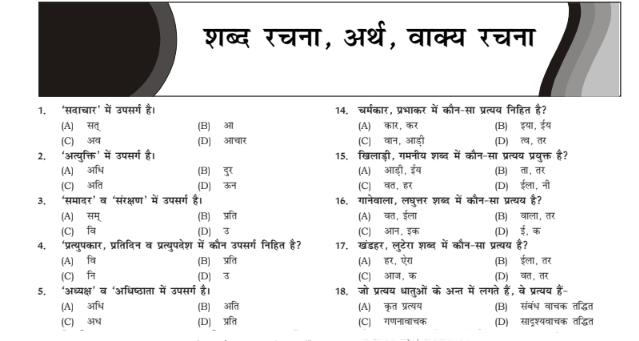 RSMSSB CET EXAM Hindi Grammar Q&A notes pdf 2023