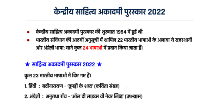 Sahitya Akademi Award 2022 for Hindi pdf download