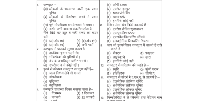 1000 Important Computer MCQ PDF in Hindi