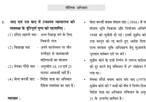 Fundamental Rights notes pdf in Hindi