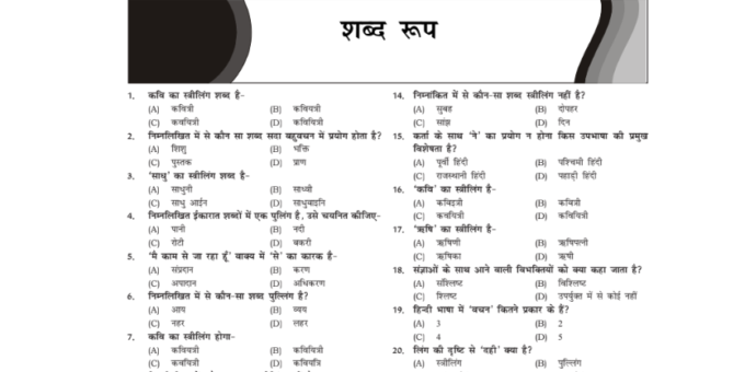 Hindi Vyakaran Question Answer PDF