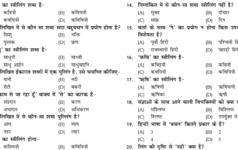 MPESB Patwari Hindi Grammar Q&A notes pdf 2023