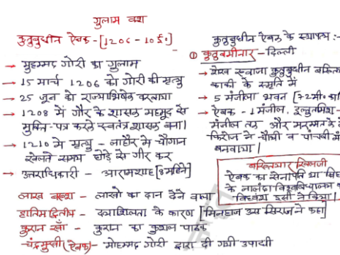 महत्वपूर्ण सल्तनत काल नोट्स पीडीएफ हिंदी में