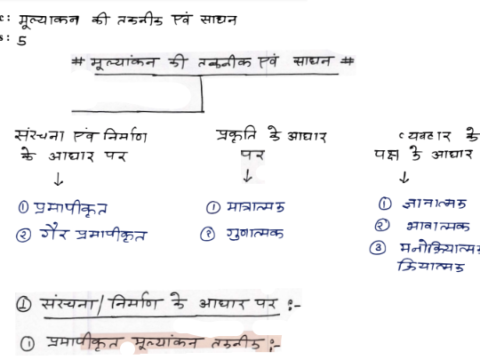 Assessment Techniques handwritten notes pdf in Hindi