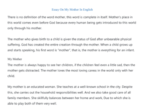 Essay On My Mother In English 500 Words PDF