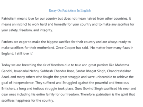 Essay On Patriotism In English 500 Words PDF