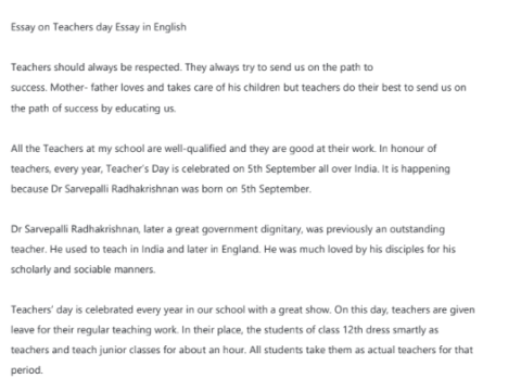Essay on Teachers Day in English 500 Words PDF