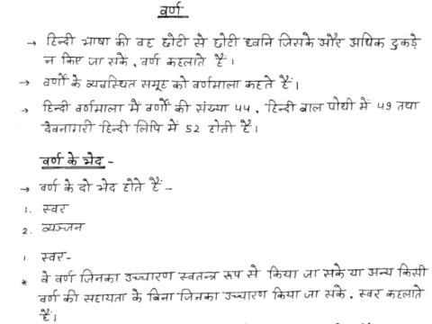 Hindi Grammar handwritten notes pdf for HSSC TGT