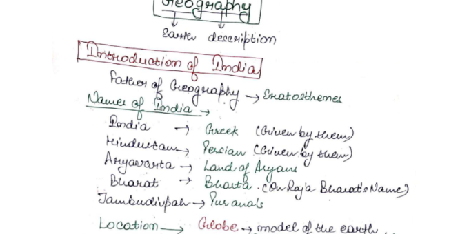 Indian Geography handwritten notes pdf in (English)
