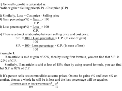 Profit & loss MCQs notes pdf in English