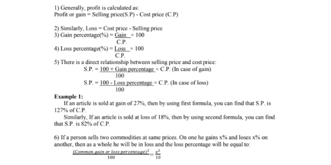 Profit & loss MCQs notes pdf in English