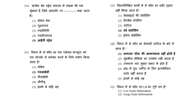 RSMSSB Informatics Assistant Computer MCQs in Hindi pdf