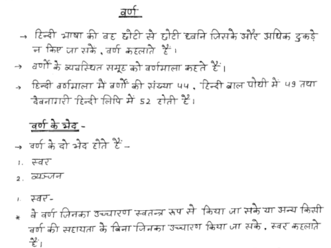 Hindi Grammar handwritten notes pdf for Civil Services
