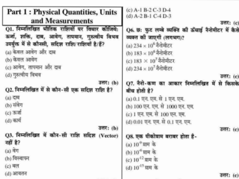KVS General Science Important Question in Hindi pdf