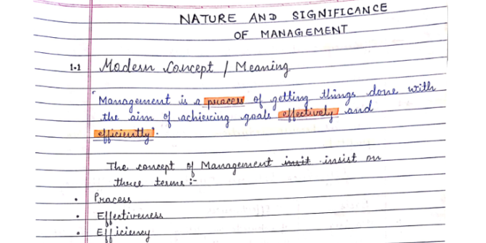 Nature and Significance of Management Notes PDF