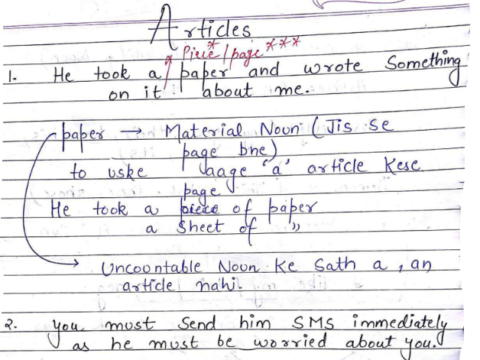 Complete English Grammar handwritten notes pdf for DDA exam