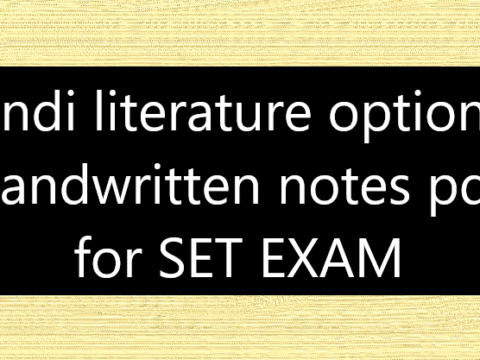 Hindi literature optional handwritten notes pdf for SET EXAM