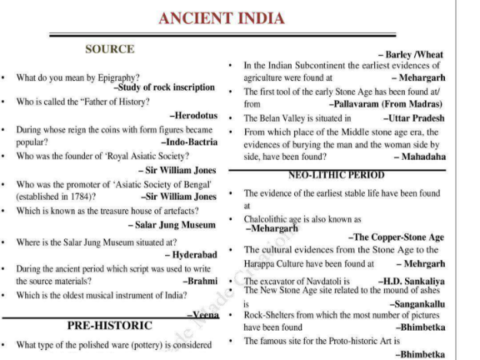 Indian History Timeline notes pdf in English