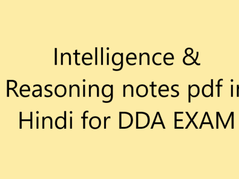 Intelligence & Reasoning notes pdf in Hindi for DDA EXAM