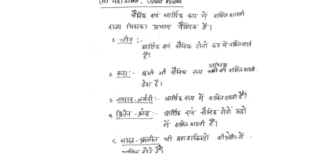 International Relations handwritten notes in Hindi pdf for Bihar PCS