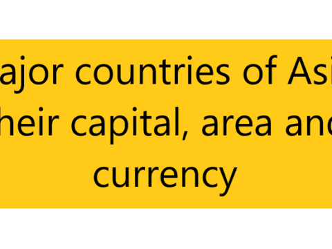Major countries of Asia, their capital, area and currency