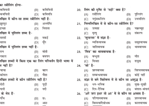 Best Objective Type Hindi Grammar pdf for RSSB Patwari