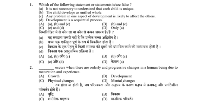 Child Development and Pedagogy Question & Answer