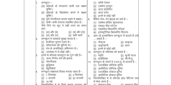 MOST IMPORTANT COMPUTER- 1000  MCQ PDF in Hindi