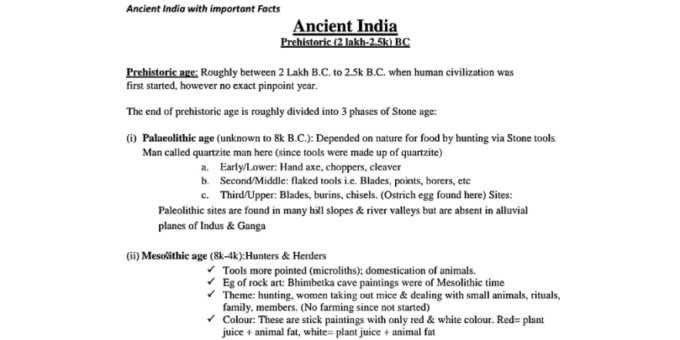 UPPSC-  Ancient India With Important Facts Notes