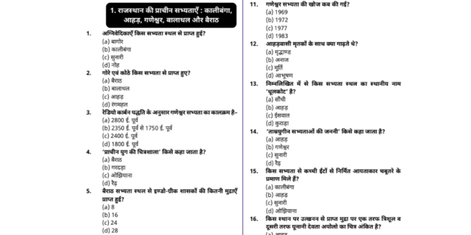 राजस्थान का इतिहास Question Answer pdf