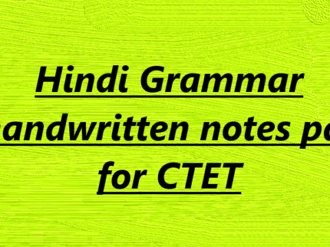Hindi Grammar handwritten notes pdf for CTET