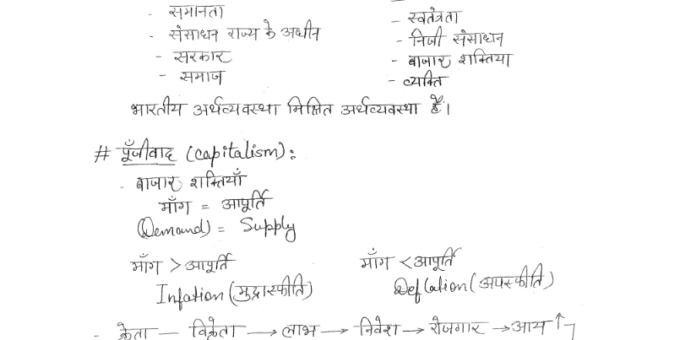 Indian Economy Handwritten Notes pdf in Hindi {RAS EXAM}