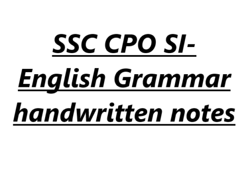 SSC CPO SI- English Grammar handwritten notes