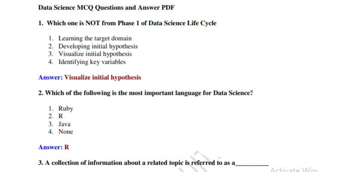 Data Science MCQ Quiz Questions & Answer pdf