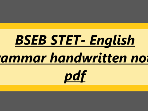 BSEB STET- English Grammar handwritten notes pdf