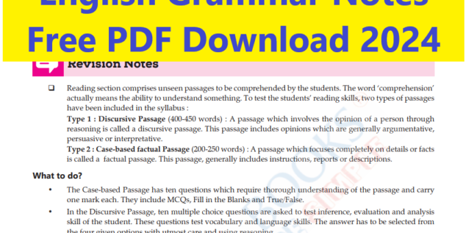 English Grammar Notes Free PDF Download 2024
